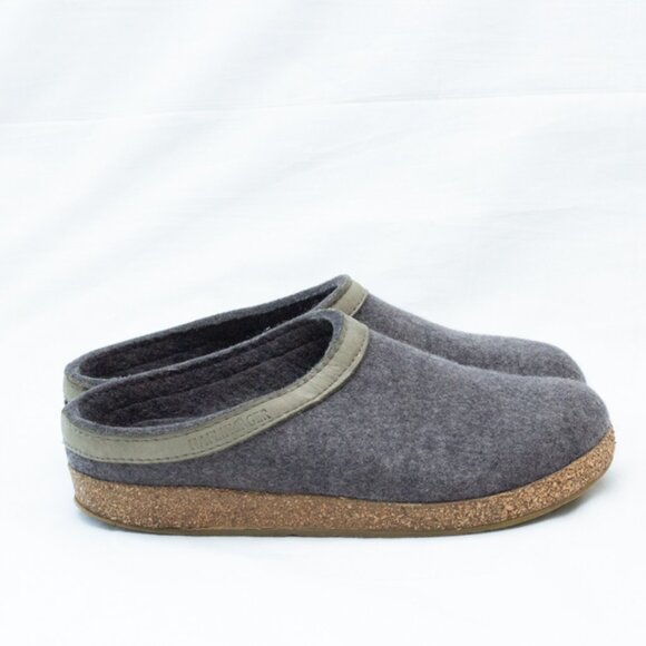 Haflinger Clogs Gray Felted Wool Grizzly Slippers Mules Slip On EU 39 US 8 Boho - Picture 2 of 10
